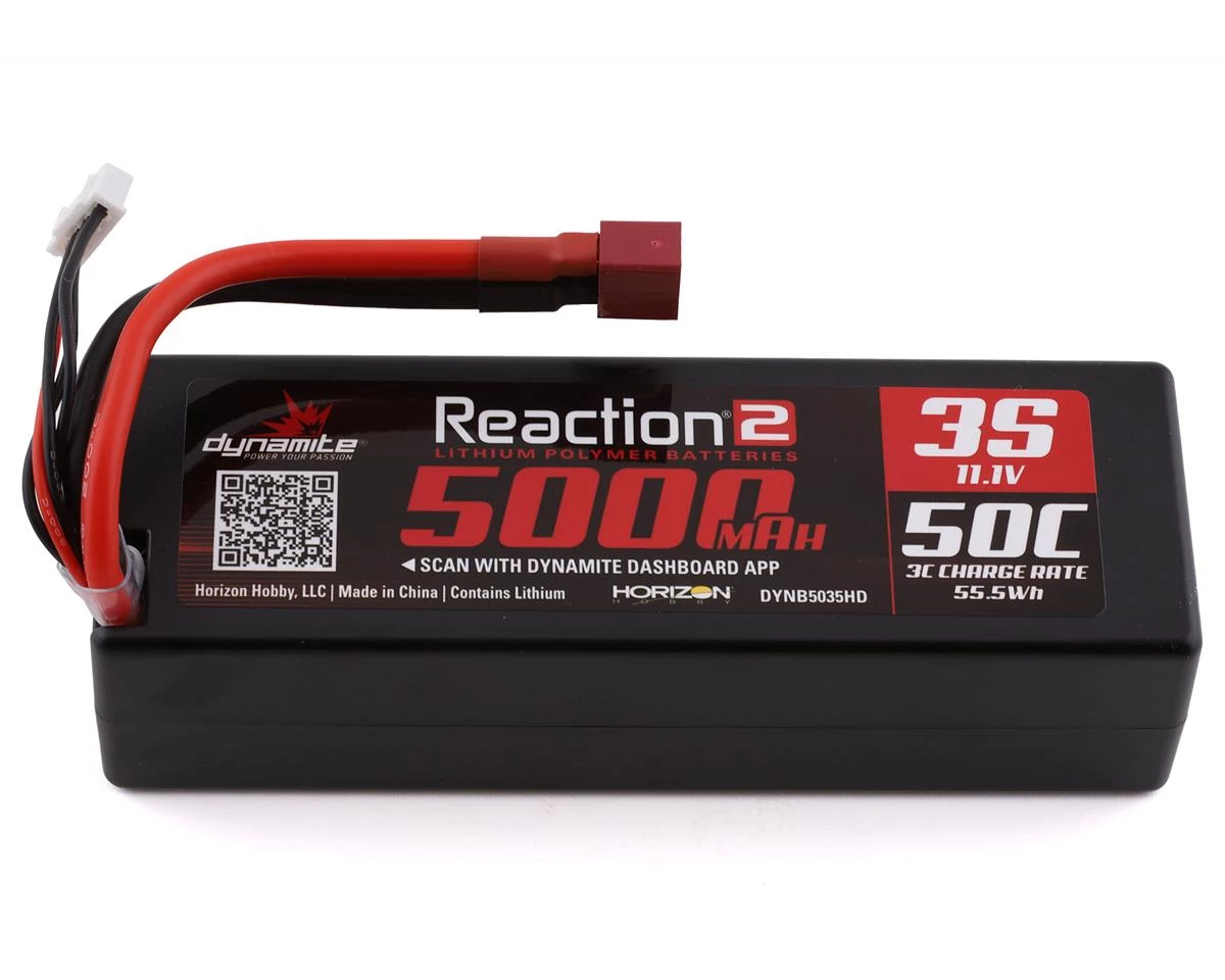 Dynamite Reaction 2.0 3S 50C Hardcase LiPo Battery w/Deans (11.1V/5000mAh) 1 Dynamite Reaction 2.0 3S 50C Hardcase LiPo Battery w/Deans (11.1V/5000mAh)