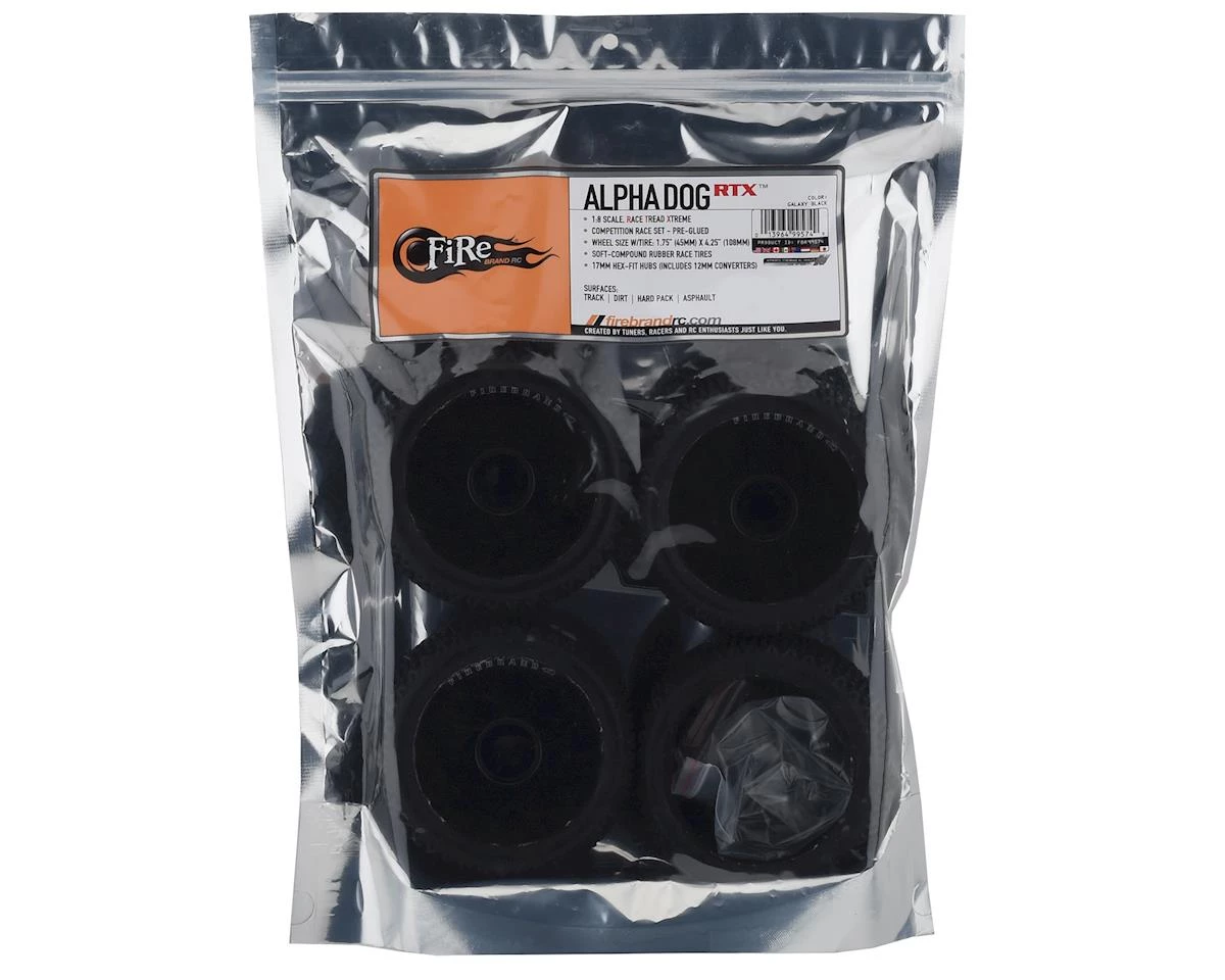 Firebrand RC Alpha Dog RTX Pre-Mounted 1/8 Buggy Tires (4) (Black) w/12mm Hex 5 Firebrand RC Alpha Dog RTX Pre-Mounted 1/8 Buggy Tires (4) (Black) w/12mm Hex - Image 5