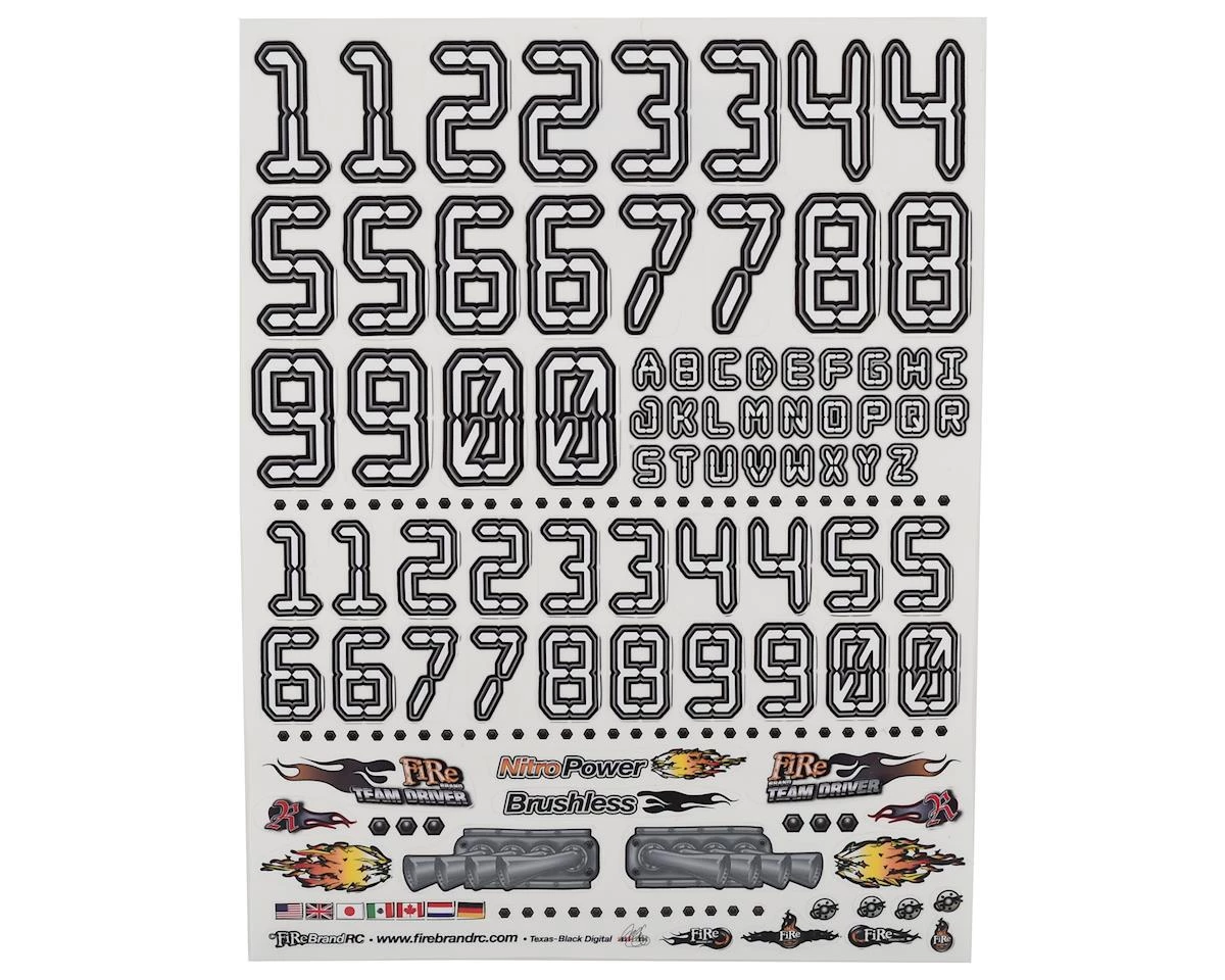 Firebrand RC Numbers Decal Sheet (White) (8.5x11") 1 Firebrand RC Numbers Decal Sheet (White) (8.5x11")