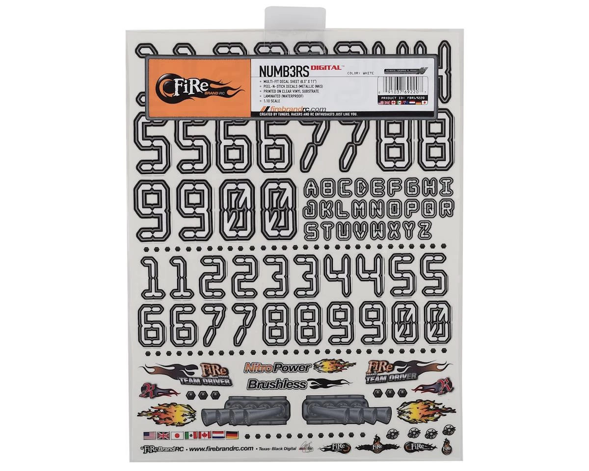 Firebrand RC Numbers Decal Sheet (White) (8.5x11") 2 Firebrand RC Numbers Decal Sheet (White) (8.5x11") - Image 2