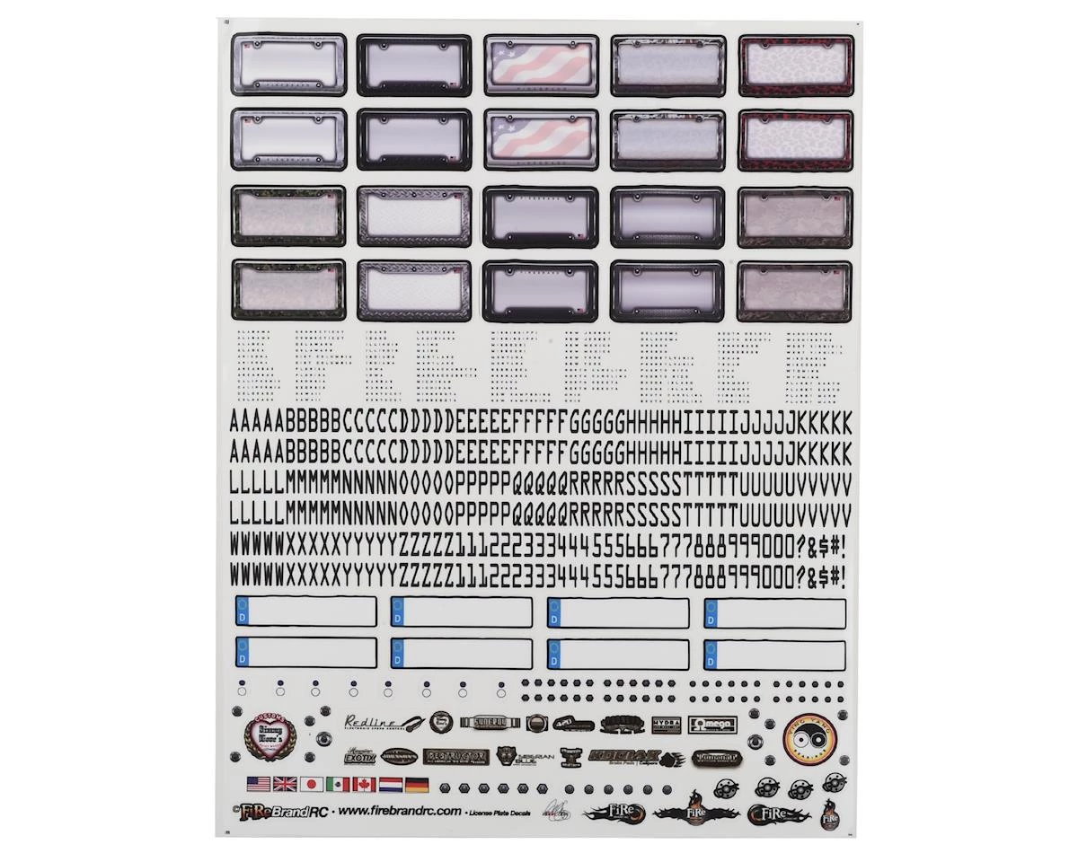 Firebrand RC Customizable License Plate Decal Sheet (8.5x11") 1 Firebrand RC Customizable License Plate Decal Sheet (8.5x11")