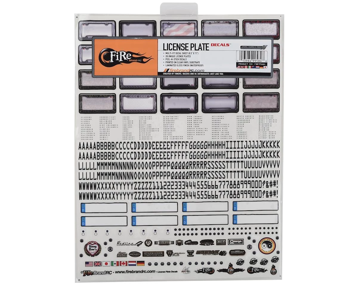 Firebrand RC Customizable License Plate Decal Sheet (8.5x11") 2 Firebrand RC Customizable License Plate Decal Sheet (8.5x11") - Image 2