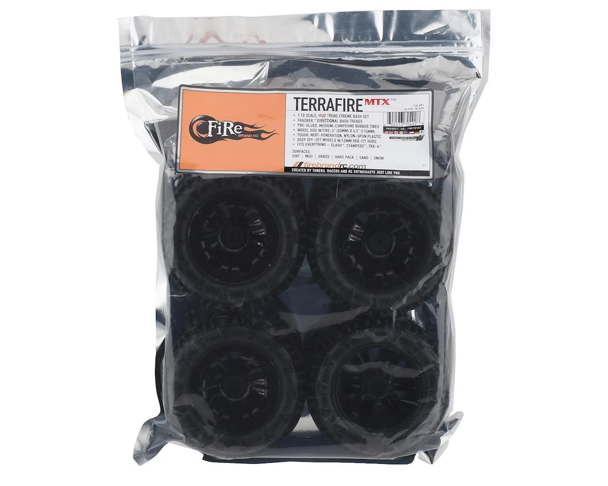 Firebrand RC Terrafire MTX Pre-Mounted Off Road Tires (4) (Black) w/12mm Hex 3 Firebrand RC Terrafire MTX Pre-Mounted Off Road Tires (4) (Black) w/12mm Hex - Image 3