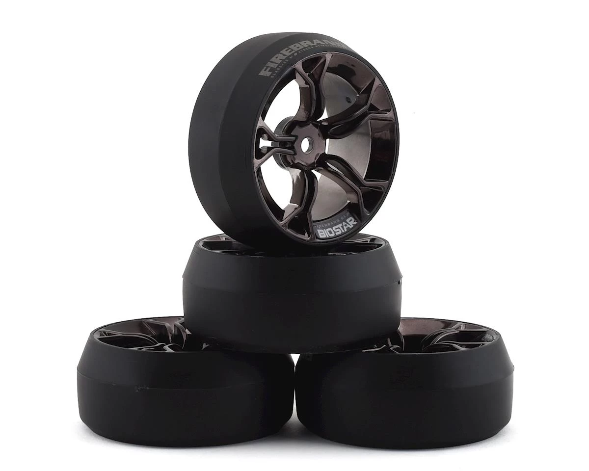 Firebrand RC Biostar XD3 0° Pre-Mounted Drift Tires (4) (Smoke Chrome) w/Blades Tires, 12mm Hex & 3mm Offset 1 Firebrand RC Biostar XD3 0° Pre-Mounted Drift Tires (4) (Smoke Chrome) w/Blades Tires, 12mm Hex & 3mm Offset