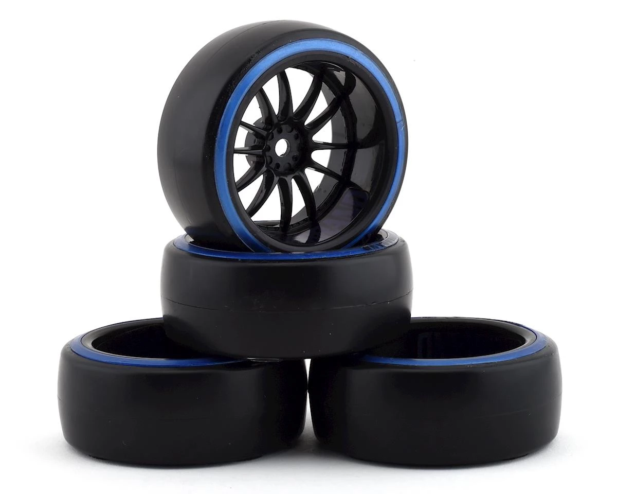 Firebrand RC Char D29B Pre-Mounted 2-Piece Slick Drift Tires (4) (Black/Blue) w/D2 Tires, 12mm Hex & 9mm Offset 1 Firebrand RC Char D29B Pre-Mounted 2-Piece Slick Drift Tires (4) (Black/Blue) w/D2 Tires, 12mm Hex & 9mm Offset
