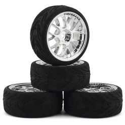 Firebrand RC Incinerate RT Pre-Mounted On-Road Tires (4) (Chrome) w/FireFang Tires, 12mm Hex & 3mm Offset