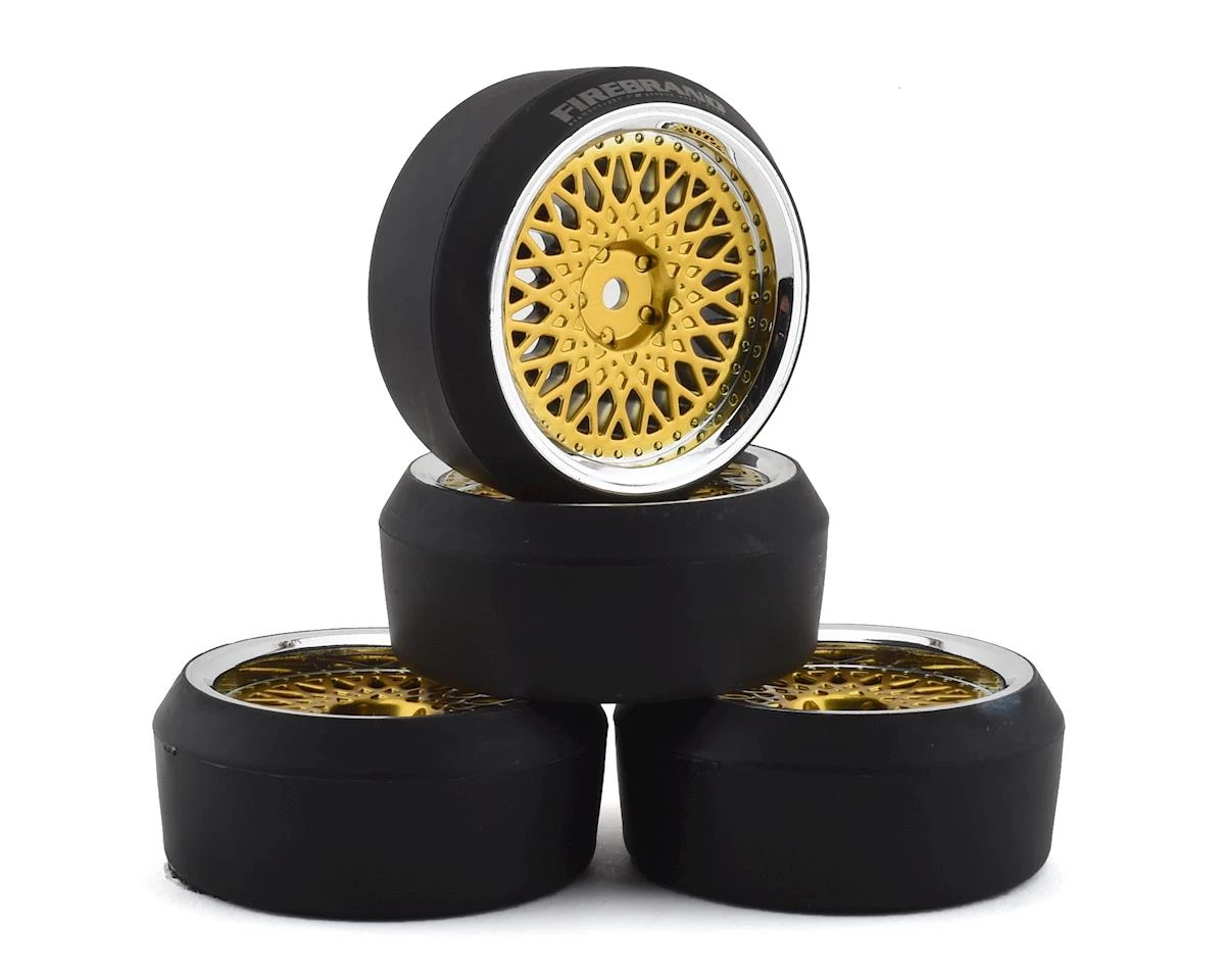 Firebrand RC Crownjewel XDR3 5° Pre-Mounted Slick Drift Tires (4) (Gold) w/Diamonds Tires, 12mm Hex & 3mm Offset 1 Firebrand RC Crownjewel XDR3 5° Pre-Mounted Slick Drift Tires (4) (Gold) w/Diamonds Tires, 12mm Hex & 3mm Offset