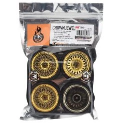 Firebrand RC Crownjewel RT39 Pre-Mounted On-Road Tires (4) (Gold) w/Fang Tires, 12mm Hex & 3mm/9mm Offset -Cheap Dynamite Store fbr1whecrn893 2