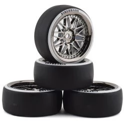Firebrand RC Darkmatter D23 Pre-Mounted 2-Piece Drift Tires (4) (Smoke Chrome) w/D2 Tires, 12mm Hex & 9mm Offset