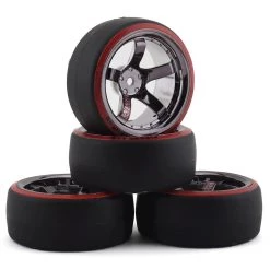 Firebrand RC Highfive D29 Pre-Mounted Slick Drift Tires (4) (Smoke Chrome) w/D2 Tires, 12mm Hex & 9mm Offset
