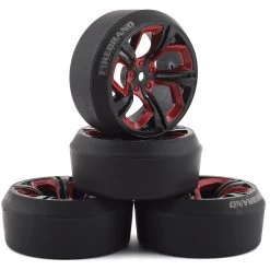 Firebrand RC Hydra XDR3 5° Pre-Mounted Slick Drift Tires (4) (Red/Black) w/Diamond Tires, 12mm Hex & 3mm Offset
