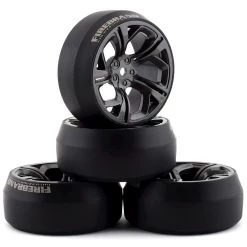 Firebrand RC Hydra XD3 0° Pre-Mounted Slick Drift Tires (4) (Gun Metal) w/Blades Tires, 12mm Hex & 3mm Offset