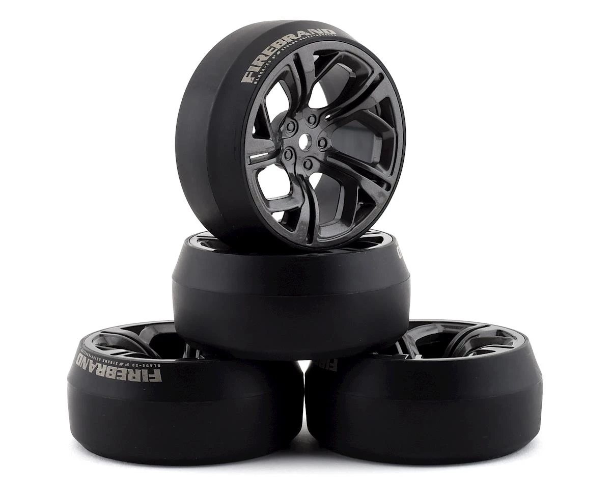 Firebrand RC Hydra XD3 0° Pre-Mounted Slick Drift Tires (4) (Gun Metal) w/Blades Tires, 12mm Hex & 3mm Offset 1 Firebrand RC Hydra XD3 0° Pre-Mounted Slick Drift Tires (4) (Gun Metal) w/Blades Tires, 12mm Hex & 3mm Offset