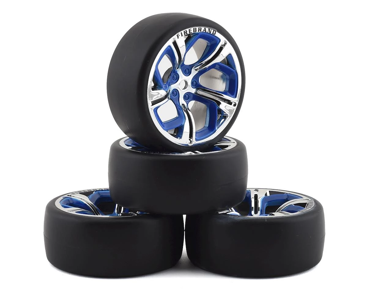 Firebrand RC Hydra DSR3 Pre-Mounted Slick Drift Tires (4) (Blue/Chrome) w/Sickle-R Tires, 12mm Hex & 3mm Offset 1 Firebrand RC Hydra DSR3 Pre-Mounted Slick Drift Tires (4) (Blue/Chrome) w/Sickle-R Tires, 12mm Hex & 3mm Offset