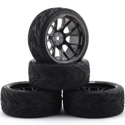 Firebrand RC Hypernova RT9 Pre-Mounted On-Road Tires (4) (Gun Metal) w/FireFang Tires, 12mm Hex & 9mm Offset