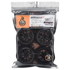 Firebrand RC Hypernova-RT3 Pre-Mounted On-Road Tires (4) (Gun Metal) w/FireFang Tires, 12mm Hex & 3mm Offset -Cheap Dynamite Store fbr1whehyp683 2