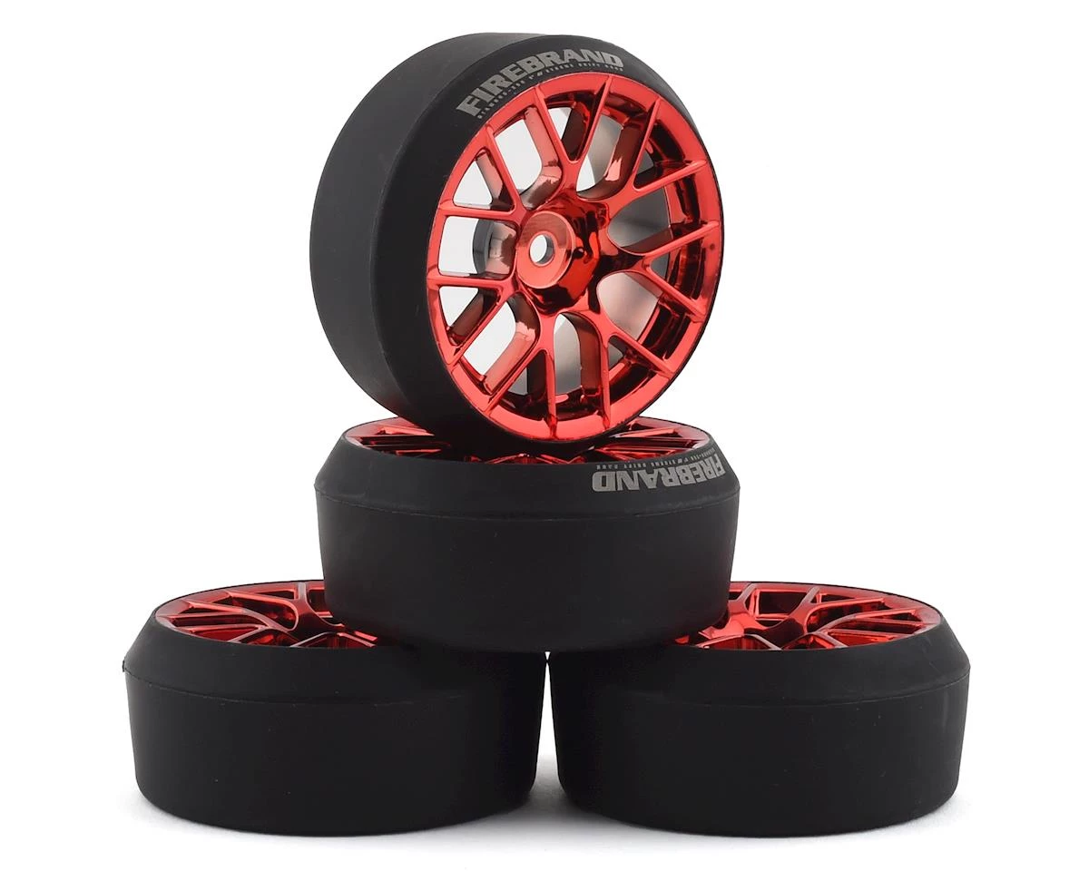 Firebrand RC Hypernova XDR 5° Pre-Mounted Slick Drift Tires (4) (Red Chrome) w/Diamond Tires, 12mm Hex & 3mm Offset 1 Firebrand RC Hypernova XDR 5° Pre-Mounted Slick Drift Tires (4) (Red Chrome) w/Diamond Tires, 12mm Hex & 3mm Offset