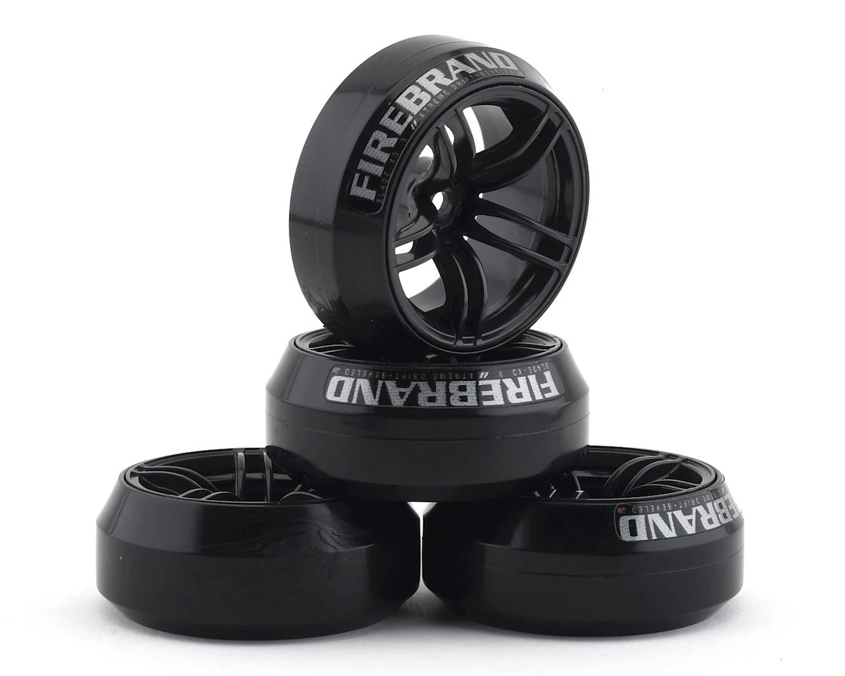 Firebrand RC Icestar XD9 0° Pre-Mounted Slick Drift Tires (4) (Black) w/Blade Tires, 12mm Hex & 9mm Offset 1 Firebrand RC Icestar XD9 0° Pre-Mounted Slick Drift Tires (4) (Black) w/Blade Tires, 12mm Hex & 9mm Offset