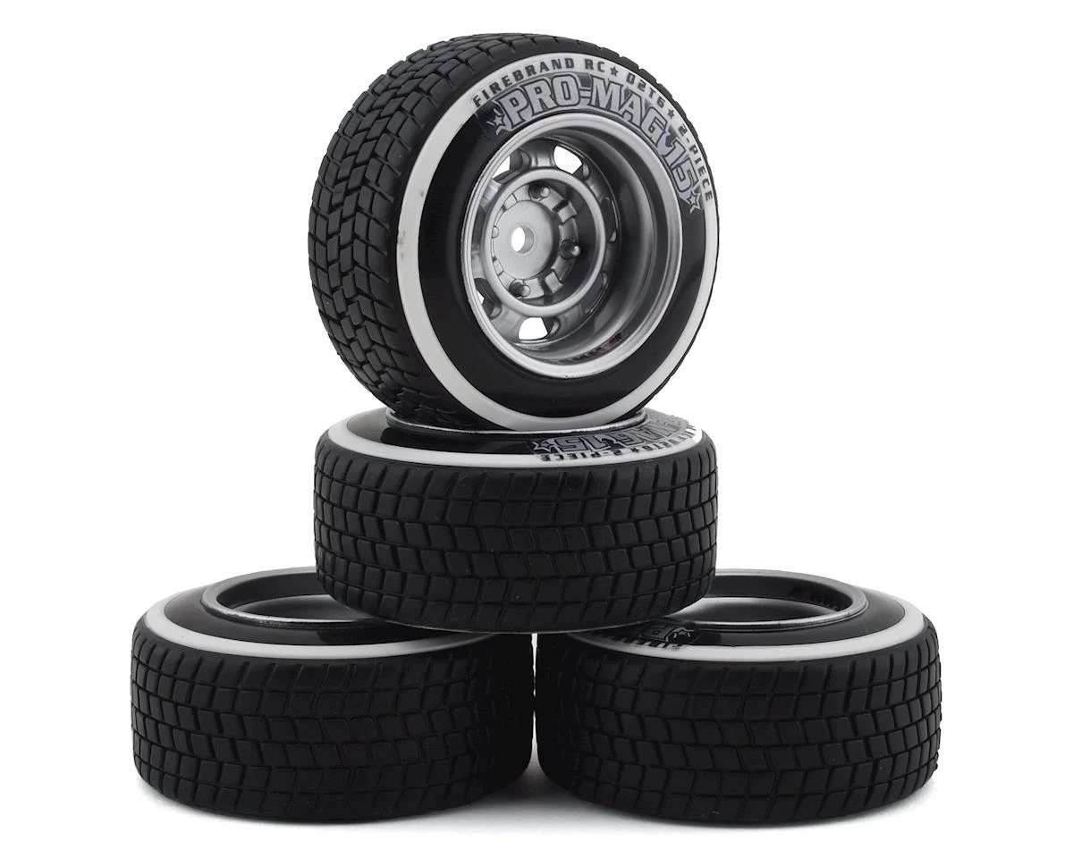 Firebrand RC Promag 15-D2T Pre-Mounted Drift Tires (4) (Silver) w/D2T Tires, 12mm Hex & 6mm Offset 1 Firebrand RC Promag 15-D2T Pre-Mounted Drift Tires (4) (Silver) w/D2T Tires, 12mm Hex & 6mm Offset