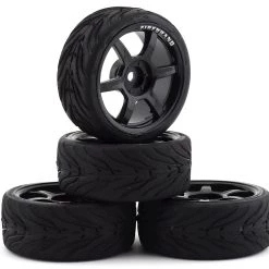 Firebrand RC Scorch RT3 Pre-Mounted On-Road Tires (4) (Black) w/FireFangs Tires, 12mm Hex & 3mm Offset