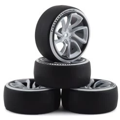 Firebrand RC Superskunk D2 Pre-Mounted Slick Drift Tires (4) (White/Black) w/D2 Tires, 12mm Hex & 3mm Offset
