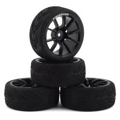 Firebrand RC Turbine RT3 Pre-Mounted On-Road Tires (4) (Black) w/Fangs Tires, 12mm Hex & 3mm Offset