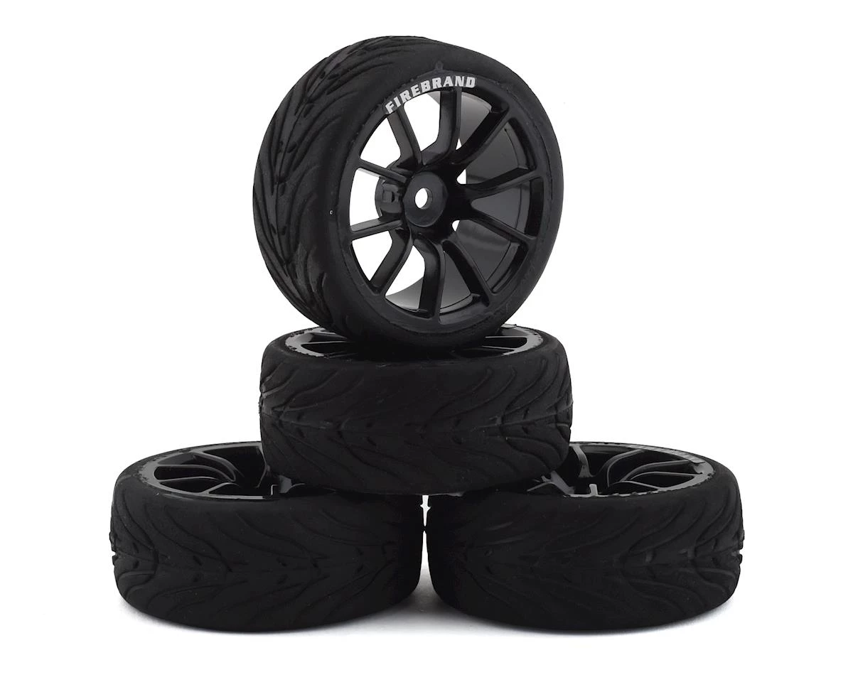 Firebrand RC Turbine RT3 Pre-Mounted On-Road Tires (4) (Black) w/Fangs Tires, 12mm Hex & 3mm Offset 1 Firebrand RC Turbine RT3 Pre-Mounted On-Road Tires (4) (Black) w/Fangs Tires, 12mm Hex & 3mm Offset